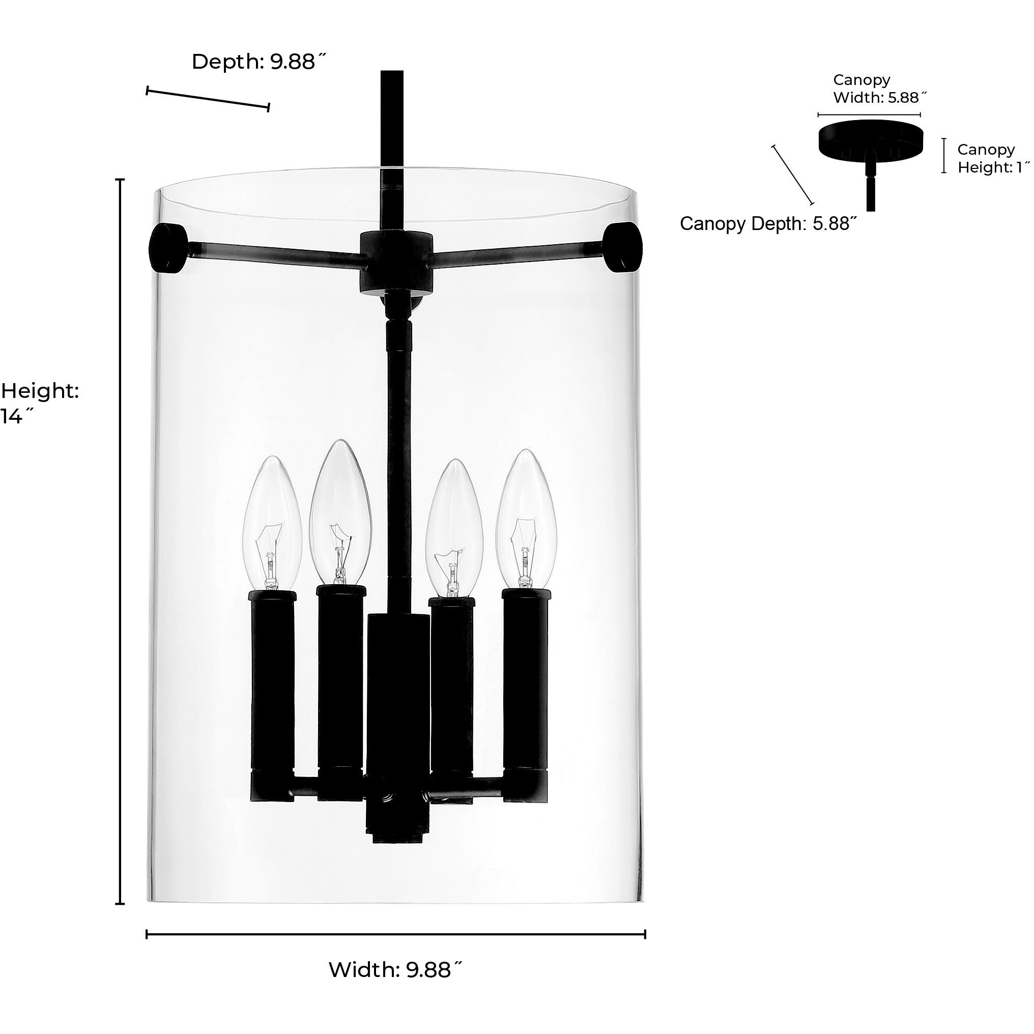 Vissi 4 Light 10 inch Matte Black Pendant Ceiling Light